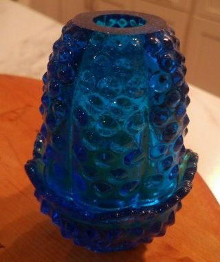 Vintage Cobalt Blue Hobnail Fairy Lamp Fenton.