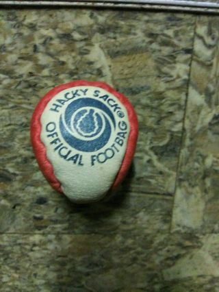 Vintage Wham - O Leather Hacky Sack Official Footbag Patent 4151994 Red & White