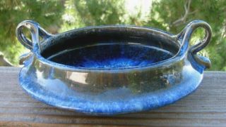 Vtg Fulper Pottery Bowl w/ Handles - Chinese Blue and Brown Crystalline Glaze 3
