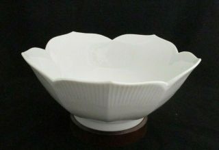 Large Vintage White Porcelain Lotus Serving Bowl Made In Japan