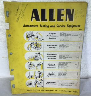Vintage •allen Generator Magneto Distributor Tester Catalog• Ford Gm/chevy Auto