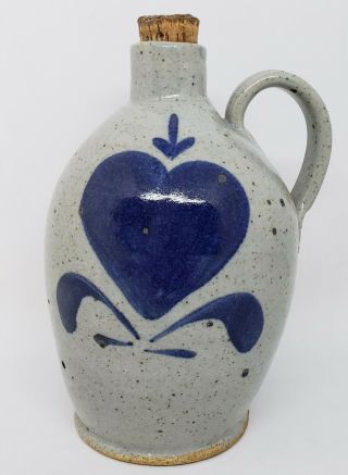 Bastine Pottery Indiana 1985 Heart Jug Salt Glaze 6 1/2 " Vintage