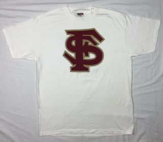 Vtg 90s Florida State Seminoles Fsu Mens Xl White S/s T - Shirt D5
