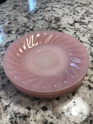 Vintage Fire King Pink Swirl Saucers Set Of 4