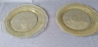 Vintage Patrician Amber Yellow Depression Glass 11 " Dinner Plates Set Of 2