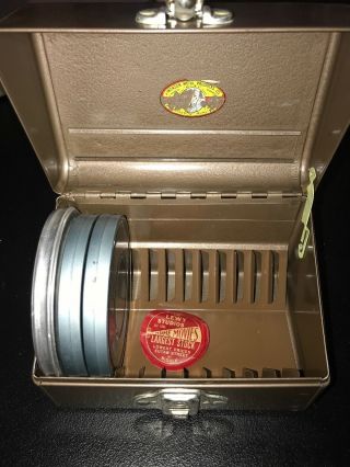 Vintage 8mm Film Reel Holder Carry Case Metal Box Holds 12