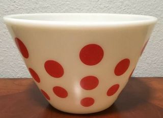 Vintage Fire King Large Bowl,  Red Dots,