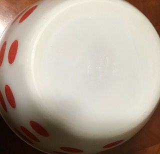 Vintage Fire King Large Bowl,  Red Dots, 2