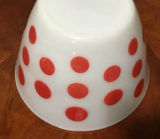Vintage Fire King Large Bowl,  Red Dots, 3