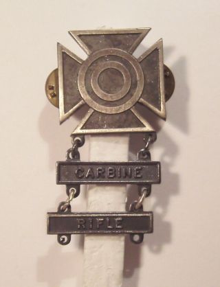 Vintage U.  S.  Army Basic Qualification Sharpshooter Badge Carbine & Rifle Bar