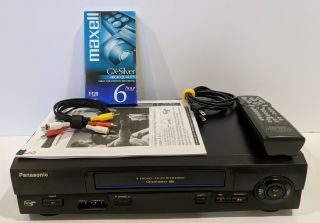 Panasonic Pv - V4611 Vhs/vcr 4 Head Hi - Fi Player,  Printed Manuel,  Remote,  & Cable