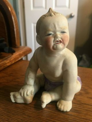 Vintage Crying Baby Figurine Occupied Japan Hand Painted Cutest Ever 4 1/2 " Tall