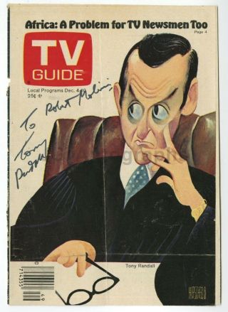 Tony Randall - Actor,  " The Odd Couple " - Autographed Vintage Tv Guide Cover