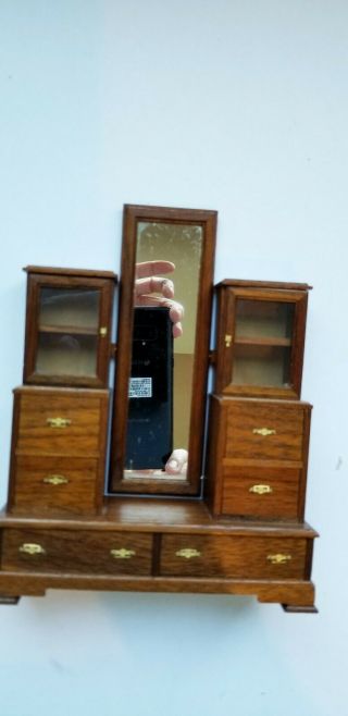 Vintage Real Walnut Double Sided Dresser With Swivel Mirror By Jen Brantzig