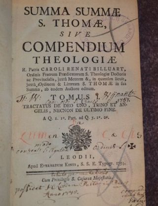 1754 SUMMA THEOLOGICA of THOMAS AQUINAS &c - CHARLES RENE BILLUART - 6 LTHR VOLS 3