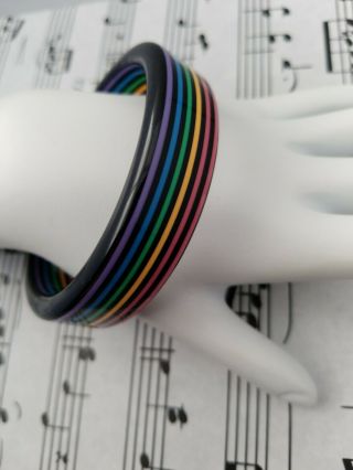Rainbow Color Black Lucite Bangle Bracelet 90 