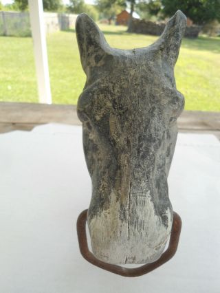 Vintage Cast Iron Horse Head Hitching Post Top 8 3/4 