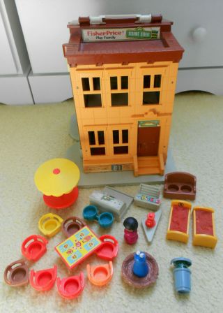 Vintage 1974 Fisher Price 938 Play Family Sesame Street House Little People Set