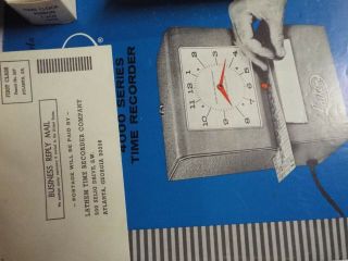 Vtg Lathem Time Recorder Clock Machine /Time Card Holder/card/xtra ribbon/key 4
