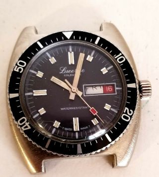 Vintage 60s 70s Mens Lucerne Diver’s Calendar Wristwatch Swiss Parts
