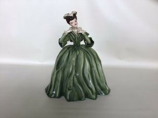 Vintage Florence Ceramics Lady Figurine Eugenia Green Dress 9 1/4 Inch