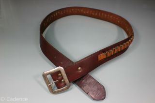 Vintage P Or B Marked Leather Cowboy Bandolier Belt North & Judd Buckle.  22 17
