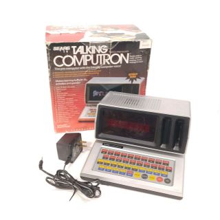 Vtg 1986 Sears Talking Computron Computer Educational Games Box Cord