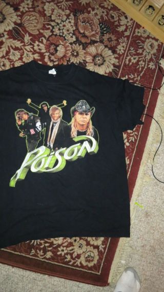 Vtg Rock Band Tshirt Poison 2007 Concert Tour Sz L Dbl Sided