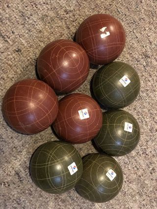 Vintage Old Sportcraft Bocce Ball Set Red And Green Balls Lawn Bowling