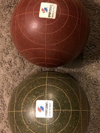 Vintage Old Sportcraft Bocce Ball Set Red And Green Balls Lawn Bowling 5