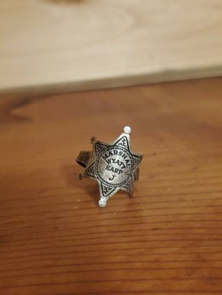 Vintage Sterling Silver Marshal Wyatt Earp Initial J Ring