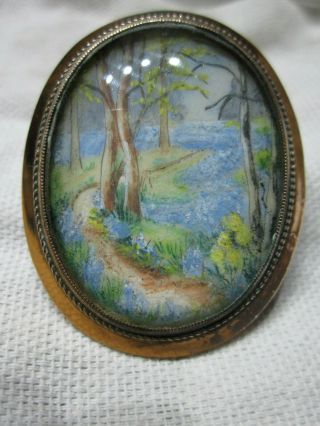 Stunning Vintage Hand Painted Brooch By Thomas L Mott - Bluebell Wood 3
