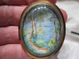 Stunning Vintage Hand Painted Brooch By Thomas L Mott - Bluebell Wood 5