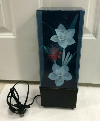 Fiber Optic Light Music Box Lamp Color Changing Flowers Vintage 1980 