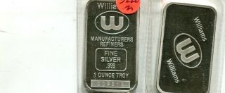 Williams Vintage 1 Ounce.  999 Fine Silver Bar Refiner 5220m
