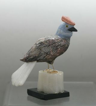 Charming Hand Crafted Semi - Precious Gemstones Bird Made In Peru Vintage