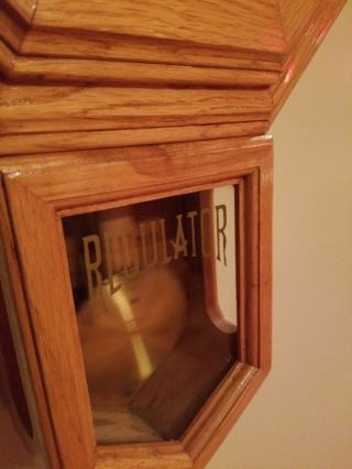 Vintage Daniel Dakota Quartz Westminster Chime Oak Wood Regulator Clock - 3