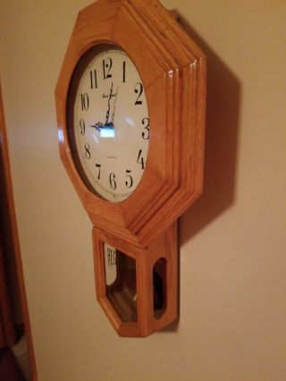 Vintage Daniel Dakota Quartz Westminster Chime Oak Wood Regulator Clock - 4