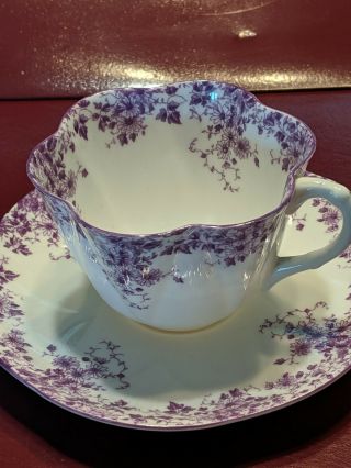 Vintage English Fine Bone China Shelley Dainty Mauve Tea Cup And Saucer.