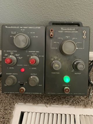 Vintage Heathkit Fm Test Oscillator Model Fmo - 1 And To - 1 Both Powered On