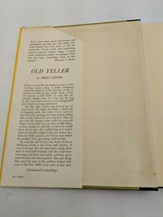 Old Yeller Fred Gipson 1956 First 1st Edition Hard Cover Dust Jacket Green Board 4