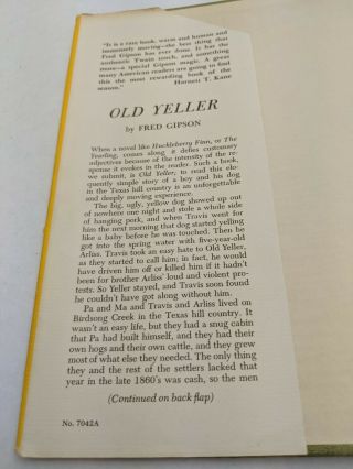 Old Yeller Fred Gipson 1956 First 1st Edition Hard Cover Dust Jacket Green Board 5