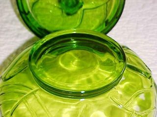 Vintage Viking Glass Green Leaf Covered Candy Dish Bowl 1977 40,  Years 3