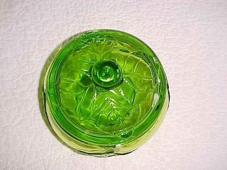 Vintage Viking Glass Green Leaf Covered Candy Dish Bowl 1977 40,  Years 5