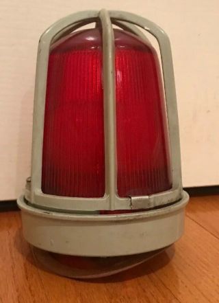 Vintage Explosion Proof Industrial Light Lamp Door Exit Red Glass Cage Factory