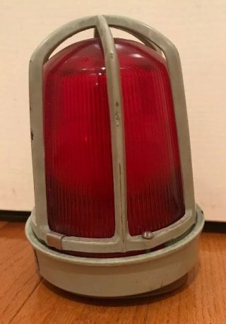 Vintage Explosion Proof Industrial Light Lamp Door Exit Red Glass Cage Factory 3