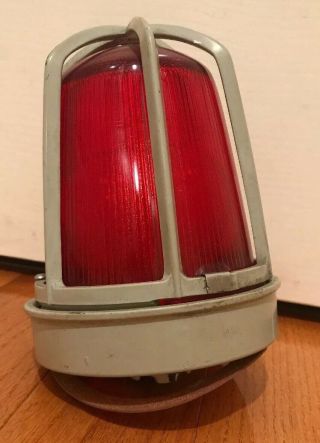 Vintage Explosion Proof Industrial Light Lamp Door Exit Red Glass Cage Factory 4