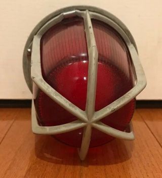 Vintage Explosion Proof Industrial Light Lamp Door Exit Red Glass Cage Factory 5
