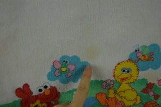 Vintage Riegel Sesame Street Baby Receiving Blanket Flannel Big Bird Elmo Clouds 3