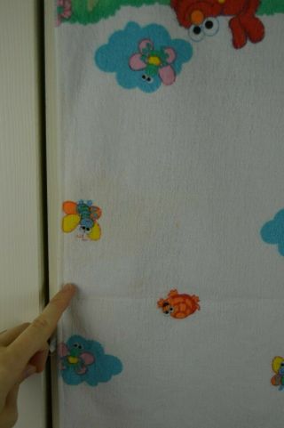 Vintage Riegel Sesame Street Baby Receiving Blanket Flannel Big Bird Elmo Clouds 4